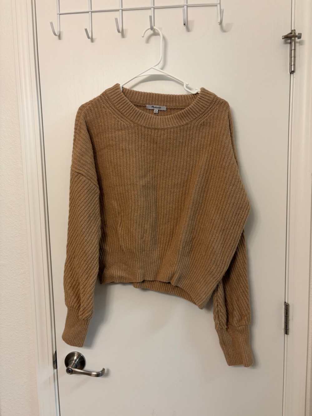 Madewell Cropped Ribbed Crewneck Sweater - Camel